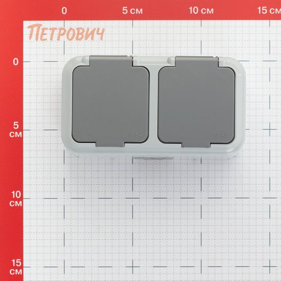 Розетка Svet накладная серая со шторками с крышкой (EV 0366-8625)