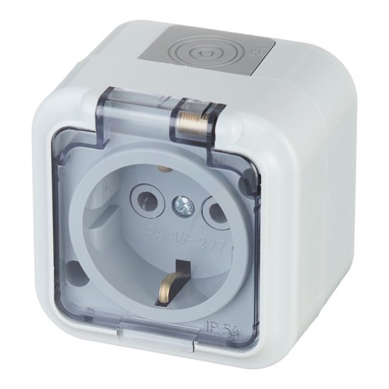 Розетка Svet накладная серая с крышкой (EV 0366-6619)