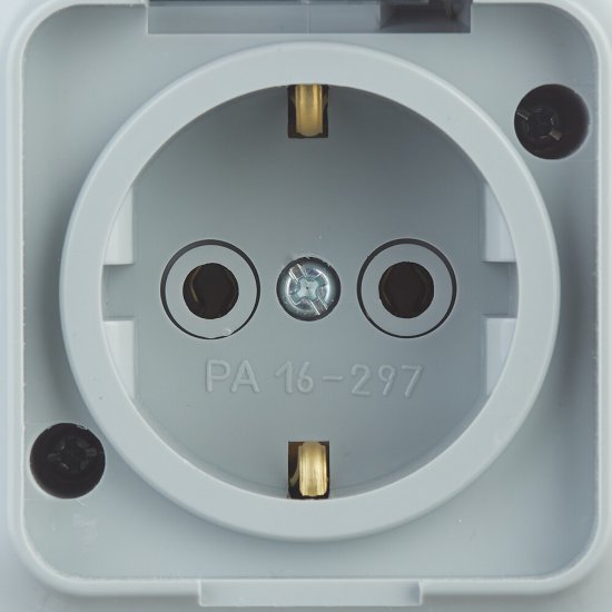 Розетка Svet накладная серая с крышкой (EV 0366-6619)