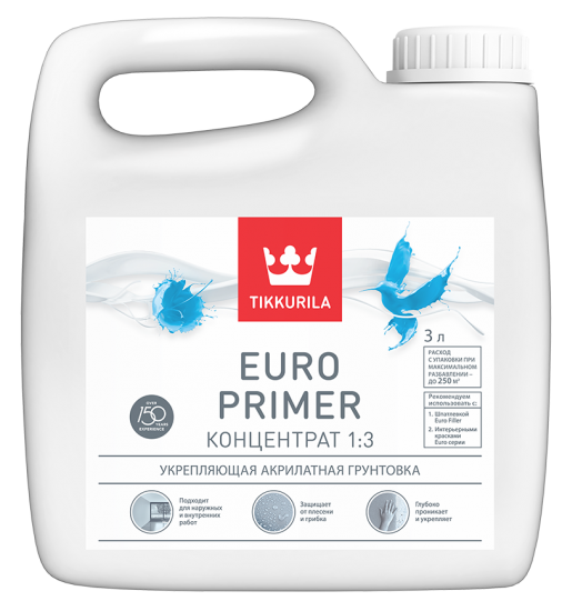 Грунтовка универсальная Tikkurila Euro Primer прозрачная 3 л