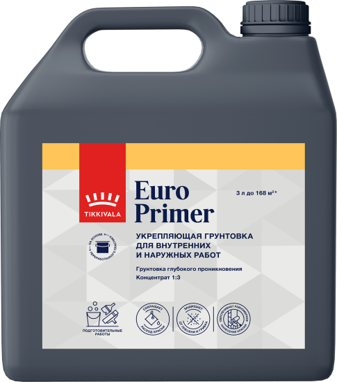Грунтовка универсальная Tikkurila Euro Primer прозрачная 3 л