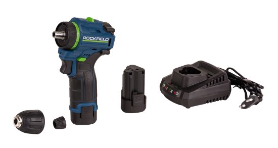 Дрель-шуруповерт аккумуляторная бесщеточная Rockfield RF1002BK, 12 В Li-ion 2x2 Ач