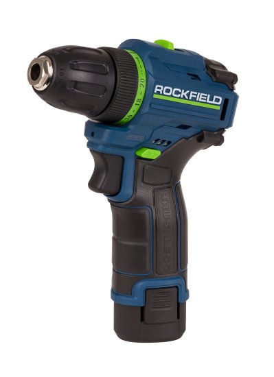 Дрель-шуруповерт аккумуляторная бесщеточная Rockfield RF1002BK, 12 В Li-ion 2x2 Ач