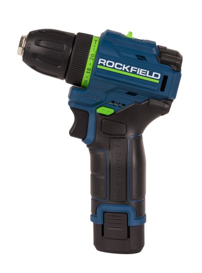 Дрель-шуруповерт аккумуляторная бесщеточная Rockfield RF1002BK, 12 В Li-ion 2x2 Ач