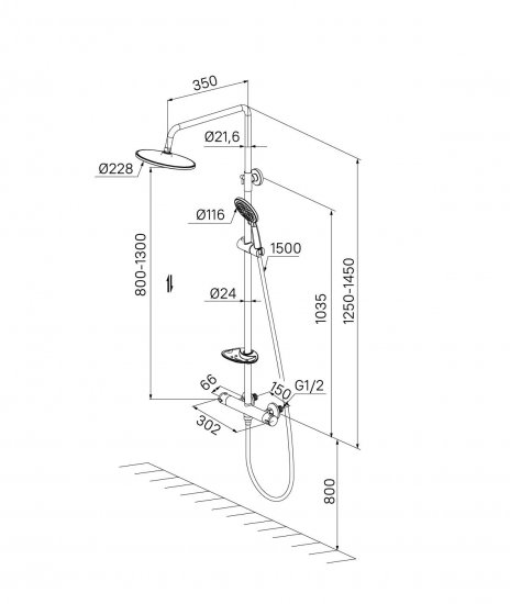 Душевая система Iddis Kero KERSB0Ti06 с термостатом 3 режима цвет хром