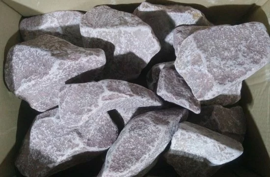 Камни для бани и сауны Малиновый кварцит обвалованный 70-150 мм 20 кг