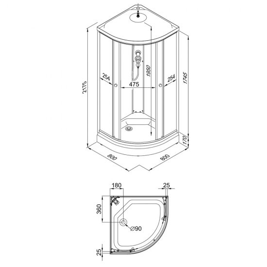 Душевая кабина Triton Ультра 80х80х217,5 см стекло прозрачное 4 мм с низким поддоном полукруг