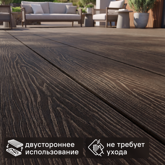 Террасная доска ДПК Decking Smart цвет Венге 4000x150x24 мм 0.6 м²