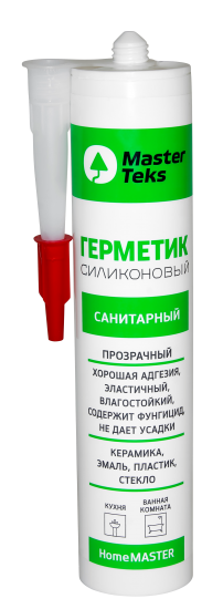 Герметик силиконовый MasterTeks санитарный уксусный прозрачный 260 мл