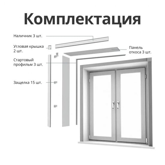 Комплект откосов 200х1800х1800 мм Qunell белый