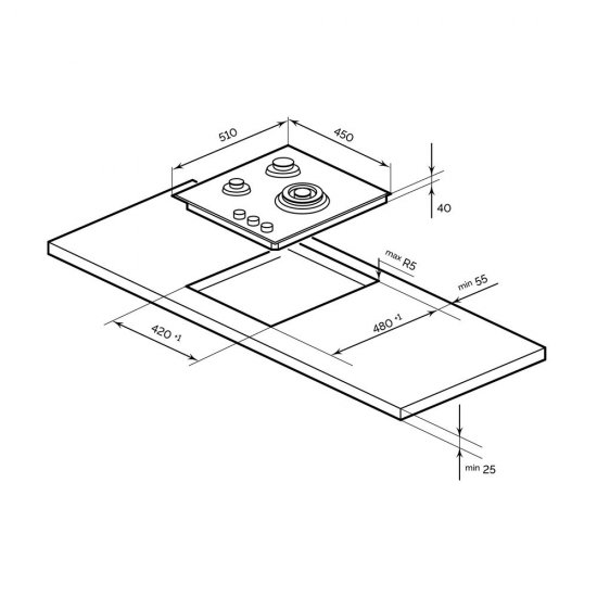 Варочная панель газовая Lex GVG 435 BBL 3 конфорки черная
