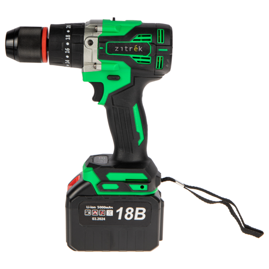 Дрель-шуруповерт аккумуляторная ударная бесщеточная Zitrek Green Impact 084-1072, 18 В Li-ion 2x5 Ач