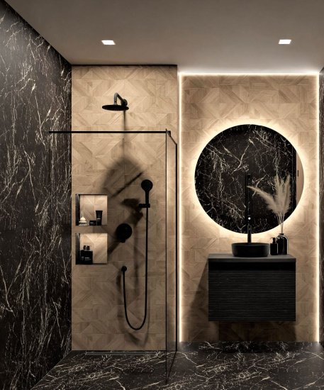 Душевая система AM.PM Moxie FB9M1RH22 скрытого монтажа цвет черный матовый