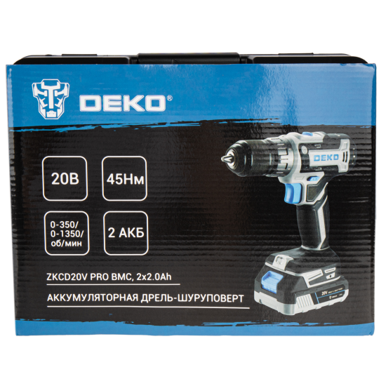 Дрель-шуруповерт аккумуляторная Deko ZKCD20V PRO 084-1005, 20 В Li-ion 2x2 Ач