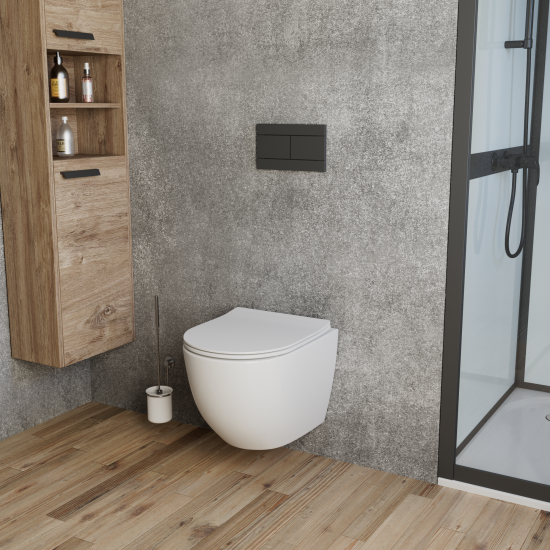 Комплект инсталляция с унитазом Oli Vikent Tornado 4 в 1 безободковый с микролифтом с клавишей Slim цвет черный