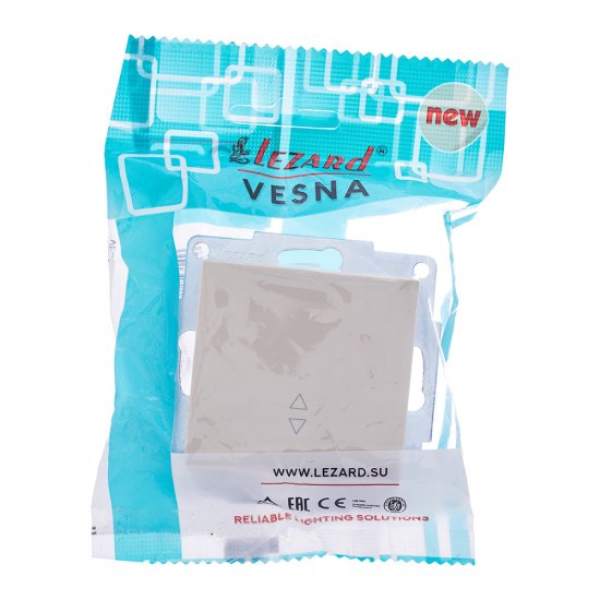 Выключатель Lezard Vesna одноклавишный встраиваемый крем проходной (742-0388-105)