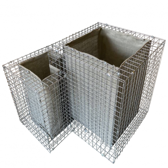 Габион-клумба совмещенная 110x110x100 см оцинкованная сталь серый