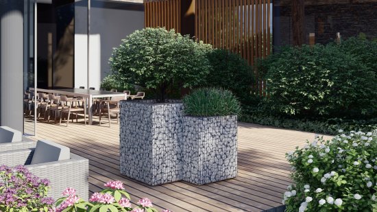 Габион-клумба совмещенная 110x110x100 см оцинкованная сталь серый