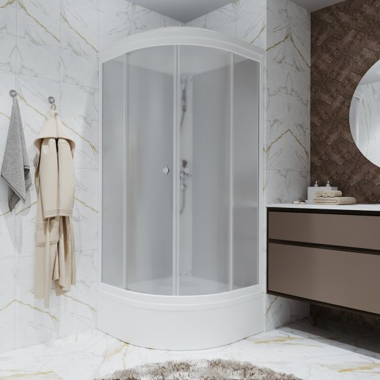 Душевая кабина Triton Ультра 100х100х228 см стекло прозрачное 4 мм со средним поддоном полукруг