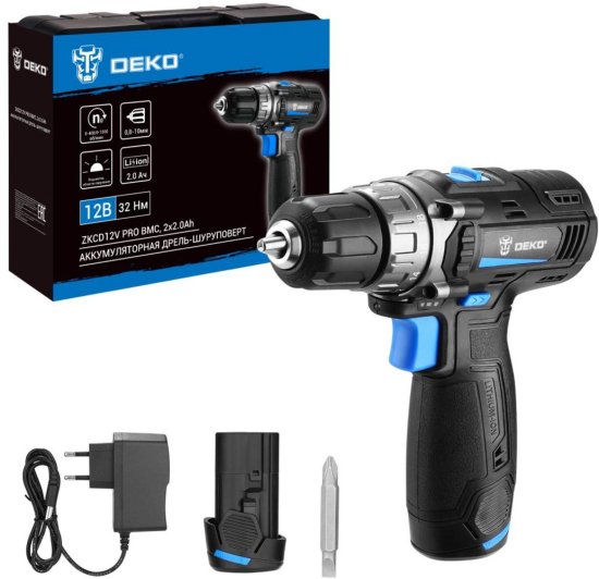 Дрель-шуруповерт аккумуляторная Deko ZKCD12V PRO 084-1015, 12 В Li-ion 2x2 Ач