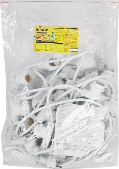 Гирлянда белт-лайт из лампочек Navigator электрическая 220 В 10 м под 40 ламп Е27 цвет белый, лампы не входят в комплект