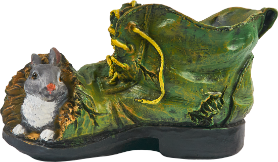 Фигура садовая Башмак с зайцем искусственный камень 17x30 см