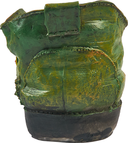 Фигура садовая Башмак с зайцем искусственный камень 17x30 см