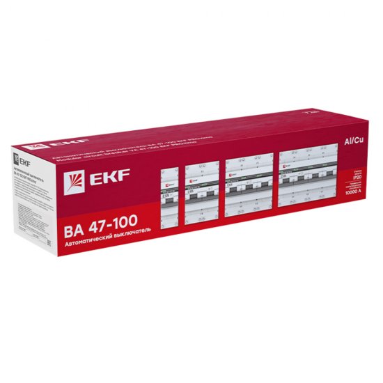 Автоматический выключатель модульный EKF PROxima ВА 47-100 4P 25А тип C 10 кА 400 В (mcb47100-4-25C-pro)