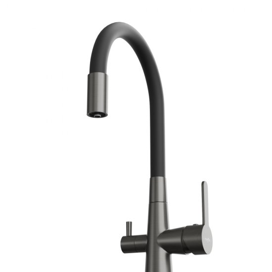 Смеситель для кухни Tokito Aisai графит с гибким изливом с подключением к фильтру однорычажный (TOK-AIS-1019)