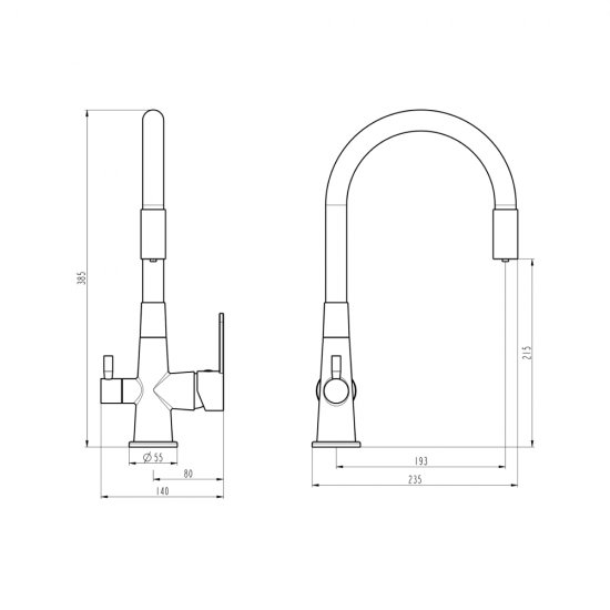Смеситель для кухни Tokito Aisai графит с гибким изливом с подключением к фильтру однорычажный (TOK-AIS-1019)