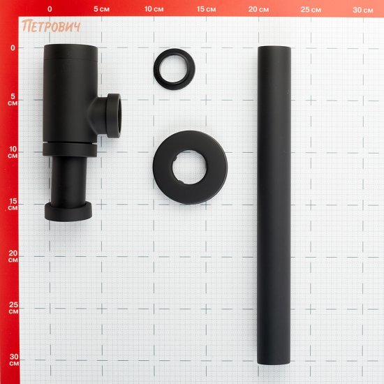 Сифон для раковины Tokito 1 1/4х50 мм без выпуска с соединением 32 мм черный (TOK-SHI-L32BL)