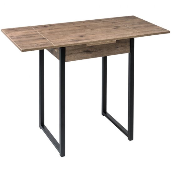 Стол кухонный раздвижной прямоугольный 0,9х0,67 м дуб веллингтон/черный матовый Форли (424178)