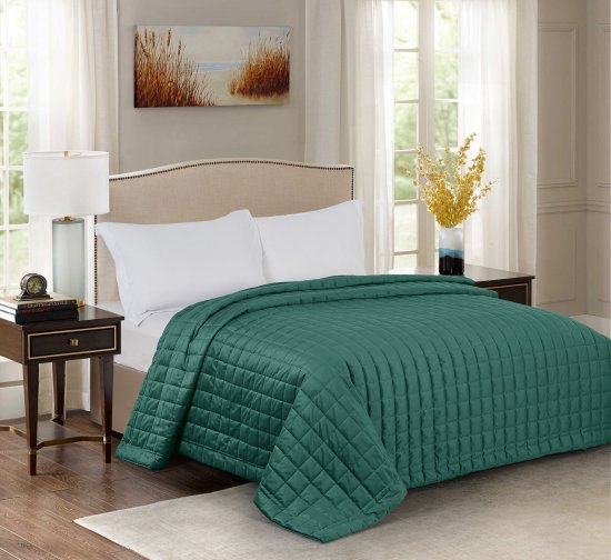 Покрывало Etna 240x220 см велюр цвет темно-зеленый