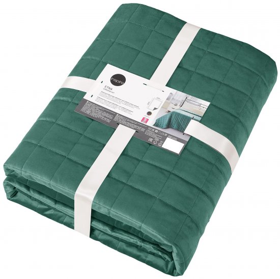 Покрывало Etna 240x220 см велюр цвет темно-зеленый