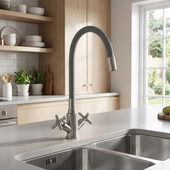 Смеситель для кухни Esko Capela CP519GR общая высота 40 см цвет серый