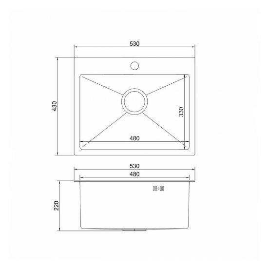 Мойка для кухни Mixline Pro 53х43х22 см врезная с сифоном сталь нано соты графит (552935)