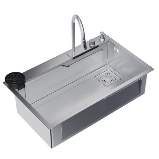 Мойка для кухни Mixline Pro 75х46х22 см врезная многофункциональная сталь сатин (552103)