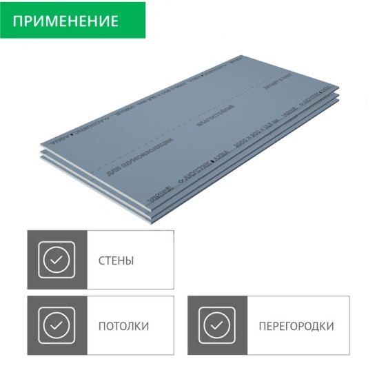 Гипсокартон акустический 12.5 мм Vetonit Акустик Аква Эрго 2000x900 мм 1.8 м²