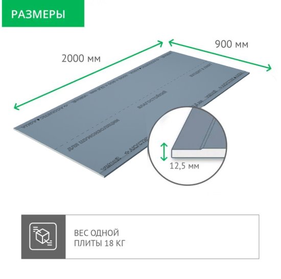 Гипсокартон акустический 12.5 мм Vetonit Акустик Аква Эрго 2000x900 мм 1.8 м²