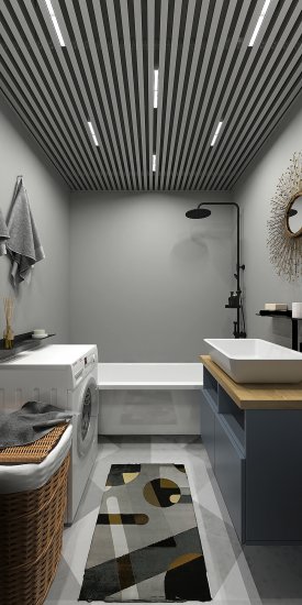 Комплект кубообразного реечного подвесного потолка для входных групп санузлов и лоджий 1.7x1.7м AR C 30/27 металлик