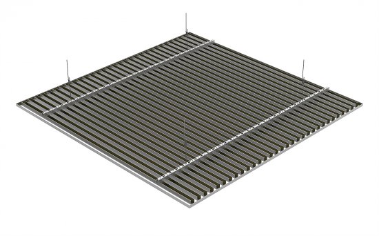 Комплект кубообразного реечного подвесного потолка для входных групп санузлов и лоджий 1.7x1.7м AR C 30/27 металлик