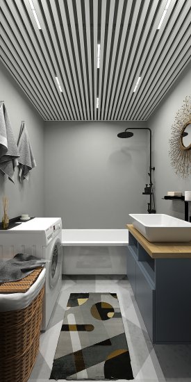 Комплект кубообразного реечного подвесного потолка для входных групп санузлов и лоджий 1.7x1.7м AR C 30/27 белый матовый