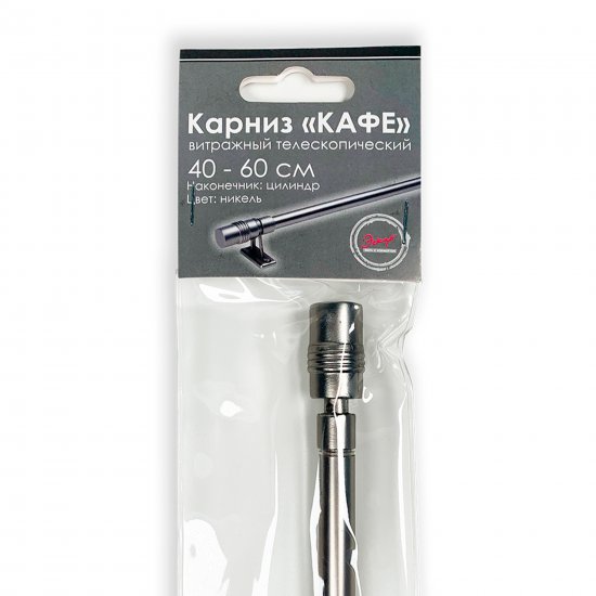 Настенный карниз раздвижной однорядный Эскар Цилиндр d10 мм 60-80 см металл цвет никель