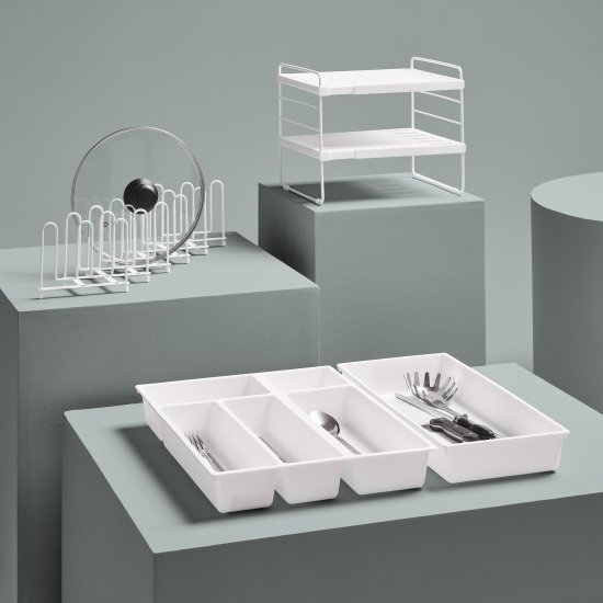 Подставка для крышек и сковородок раздвижная Delinia 71x13x13 см сталь белый