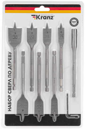 Набор сверл по дереву Kranz KR-91-0762, 9 шт.