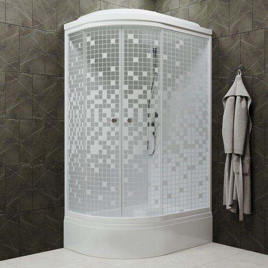 Душевая кабина Triton Коралл 120х80х231,5 см стекло тонированное 4 мм со средним поддоном асимметрия правая