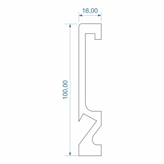 Плинтус напольный полистирол ударопрочный LED цвет белый 2000x16x100 мм