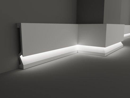 Плинтус напольный полистирол ударопрочный LED цвет белый 2000x16x100 мм