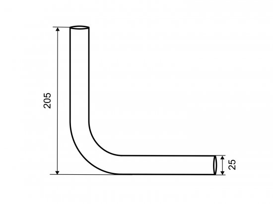 Труба угловая ⌀25 мм L-1000 мм 1 мм хром