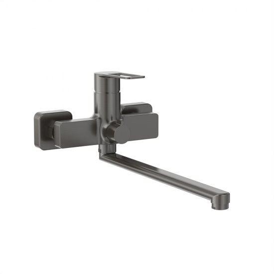 Смеситель для ванны Tokito Kobe графит однорычажный с длинным изливом с лейкой (TOK-KOB-1015)